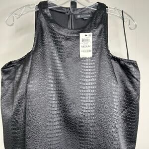 INC Cold‎ Shoulder Blouse-medium-black faux snake skin pattern, slight sheen